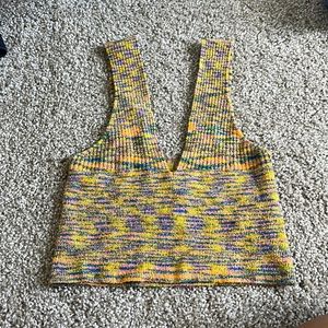 Urban Outfitters Multi color V-Neck Ribbed Crop Top